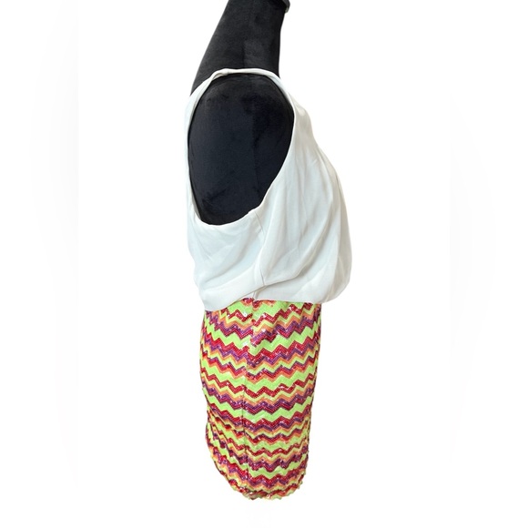 Sequin Hearts Blouson Dress with Multicolor Chevron Sequins- Size Medium - Picture 5 of 11